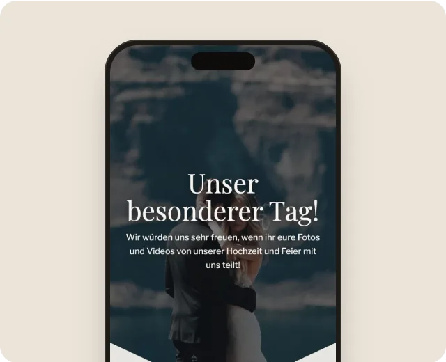 Galerie mit Fotos der Gäste auf dem Handy.