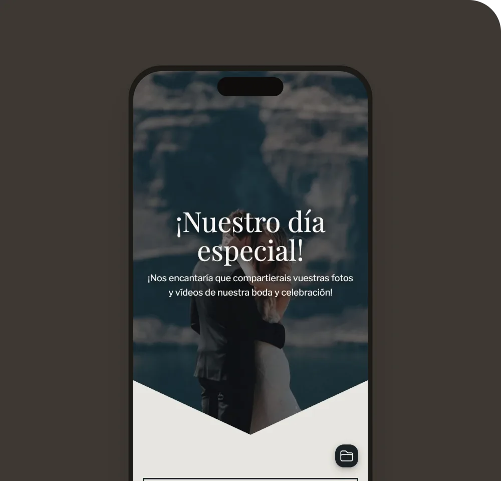 Galería de invitados con la plantilla Boda en tinta en un móvil