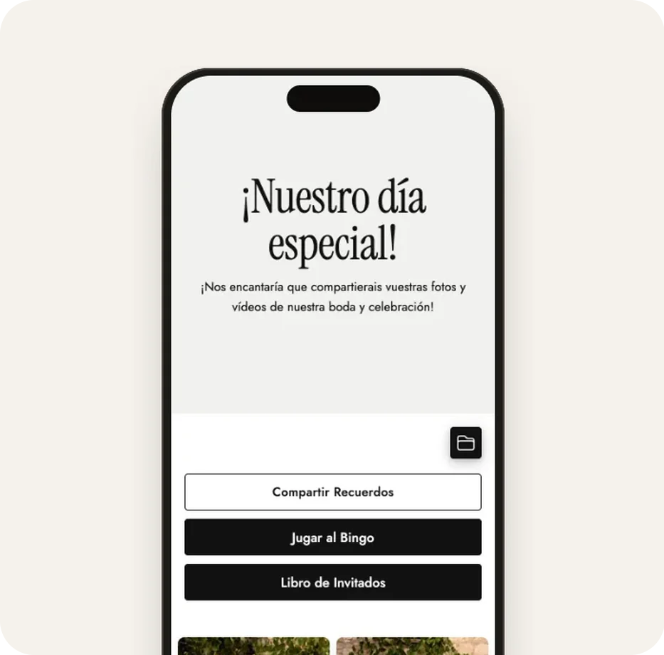 Galería de invitados con la plantilla Blanco y grafito