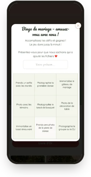 Bingo : grille de défis photo.