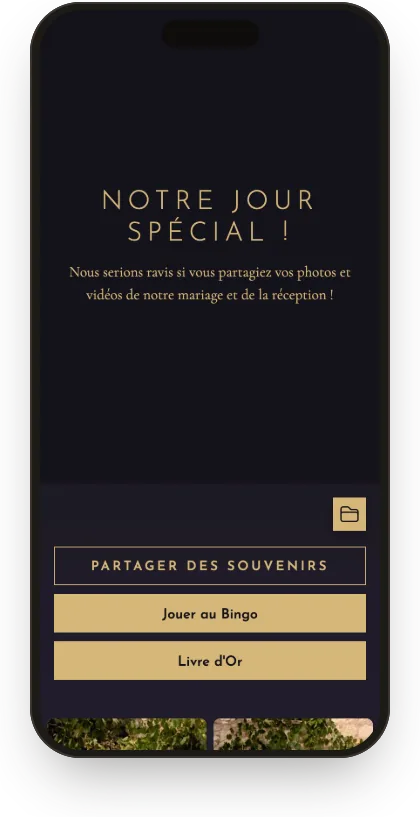 Galerie des invités avec le modèle Noir et champagne