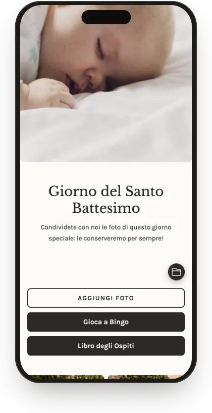 Galleria degli invitati nel modello Battesimo in lino