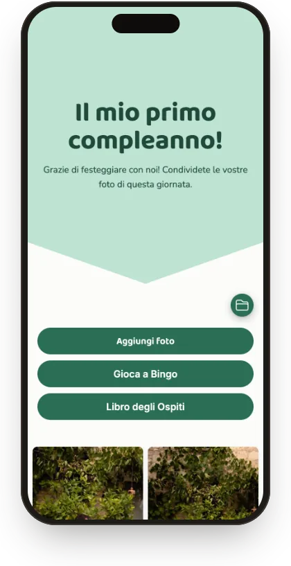 Galleria degli invitati nel modello Primo compleanno menta