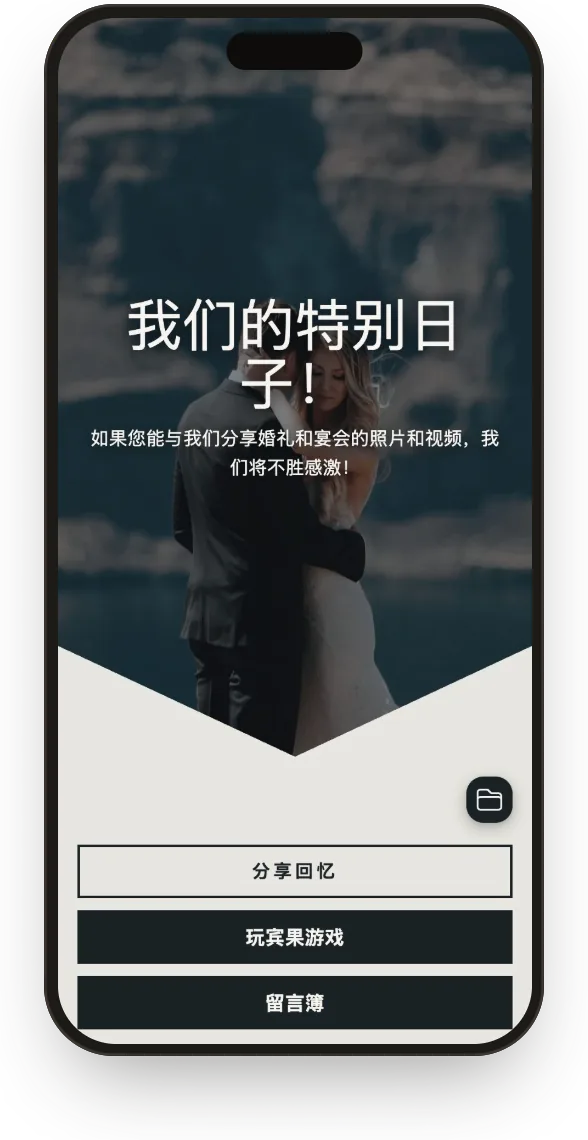 相册:以网格排列的宾客照片。